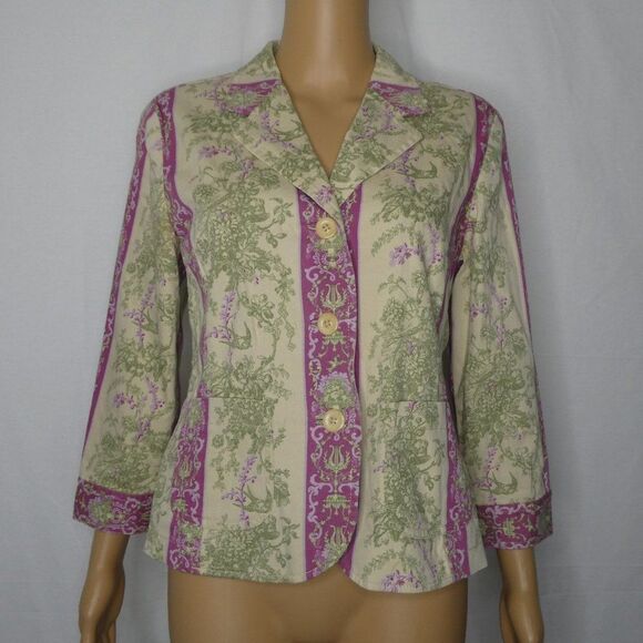 Elevenses Anthropologie Floral Blazer Jacket Sz 6 - Picture 1 of 8